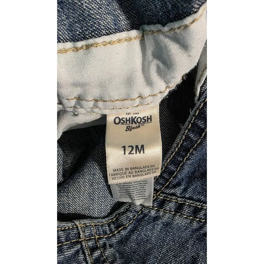 Oshkosh B'Gosh Denim Jeans Bib Overalls Coveralls 12‎ mos Carpenter